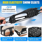 Ice Cleats for Shoes and Boots Men Women Snow Traction Cleats Crampons Anti Slip Shoe Grippers Spikes for Snow Ice Winter Walking Non-Slip 24 Studs Overshoe Slip-on Stretch Footwear