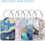 Fintie Luggage Tags, Privacy Cover ID Label with Stainless Steel Loop and Address Card for Travel Bag Suitcase - Starry Night (2 Piece)