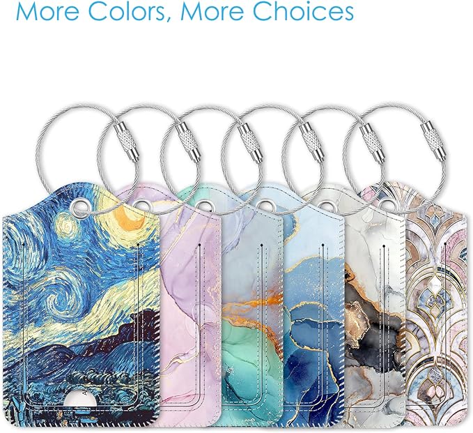 Fintie Luggage Tags, Privacy Cover ID Label with Stainless Steel Loop and Address Card for Travel Bag Suitcase - Starry Night (2 Piece)