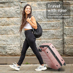 OLIXIS 24 Inch Luggage, Hardside Suitcase with Spinner Wheels, Lightweight ABS Hard Shell Checked Luggage, TSA Approved Lock, Expandable Medium Suitcase for Travel & Business–Pink