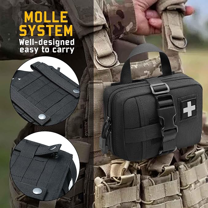 Upgrade Molle Rip Away Ifak Pouch, Tactical Small Belt First Aid Pouch Medical Utility EMT Pouch Only