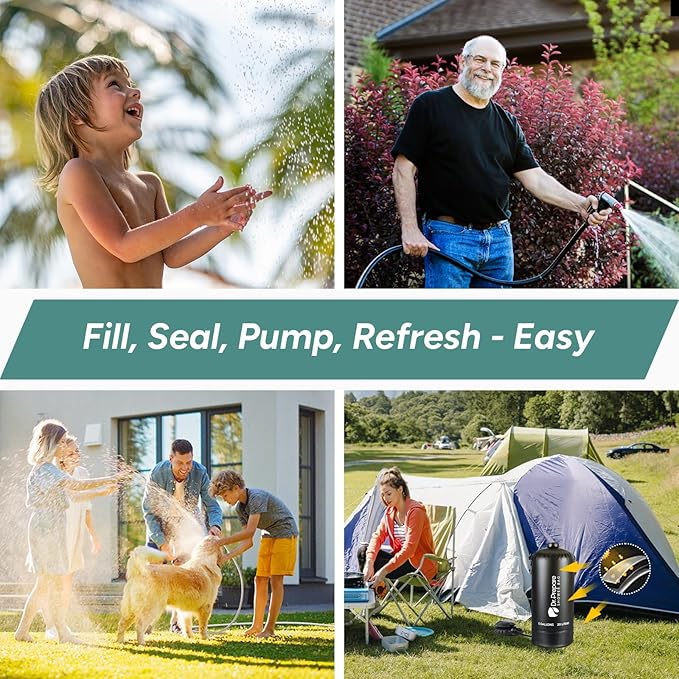 DR.PREPARE Portable Shower for Camping, 4/5 Gallons Camping Shower Bag, Portable Outdoor Shower with Pump for Hiking, Climbing, Pet Cleaning, Car Washing, Beach & Emergency