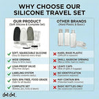 Dot&Dot Leak Proof Travel Bottles - Tubes for Liquid TSA Approved 3oz 10pc Silicone Toiletries Travel Shampoo & Conditioner Containers with Labels