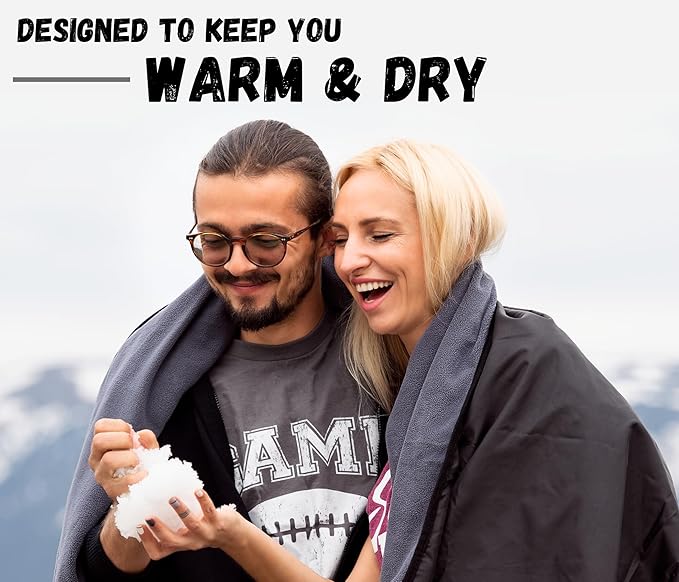 SUITEDNOMAD Large Waterproof Outdoor Stadium Blanket, Windproof and Warm Extra Thick Fleece or Quilted Sherpa, Great for Cold Weather Camping, Picnic, Sports, Festivals