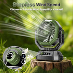 AJVV Camping Fan Rechargeable, Battery Powered Fan With Remote Controller, LED Light, Dual Motors, Stepless Speed, 45°/90°/270° Swing,Timer, Portable fan For Travel Tent Bedroom Beach Fishing, Green