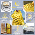 SecuCaptain Survival Emergency Thermal Blankets: Extra Large 84” x63” Space Mylar Blanket Kit for Outdoor Cold Winter Camping Hiking Car Bug Out Bag or First Aid - 4 Pack Gold