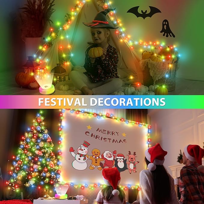 2Pack Camping String Lights, 4 in 1 Quick Storage 32.8FT Rechargeable Tent Lights with 9 Modes Hanging Waterproof Camp Lamp Camping Essentials for AwnTent Hiking Garden Bedroom Festival(Warm +RGB)