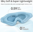Sleep Mask - Total Blackout 3D Sleeping Mask, Super Lightweight & Silky Soft Eye Mask for Sleeping, Fully Adjustable Fit for Home, Office, Traveling, Meditation, Yoga, Light Blue