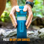 GRAYL UltraPress Water Purifier & Filter Bottle for Hiking, Backpacking, and Travel (Forest Blue)