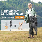 TIMBER RIDGE Aluminum Oversized Camping Chair, Lightweight Portable Directors Chair with Side Table Detachable Side Pocket for Outdoor Camping, Lawn, Picnic, Support 400lbs Grey 2 Pack