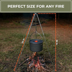 Tactiko Survival Campfire Cooking Tripod – 33" Stainless Steel Folding Stand with Adjustable Chain – Compact & Lightweight Outdoor Gear for Hanging Kettles, Pots & Percolators – Carry Bag Included