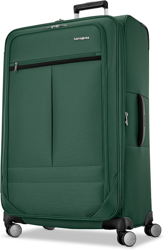 Samsonite 2-PC Soft-Sided 21/29” (Carry-On & Large Checked), Lightweight Expandable Element Luggage Set with 2 Front & 1 Side Pocket, Four Spinner Wheels, Adjustable Handle, Durable- Bistro Green