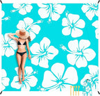 Beach Blanket Waterproof Sandproof, 9 Ft X 10 Ft Extra Large Sand Free Beach Mat, Big Compact Lightweight Quick Drying Picnic Blanket with 4 Stakes & Pockets for Camping, Travel, Hiking