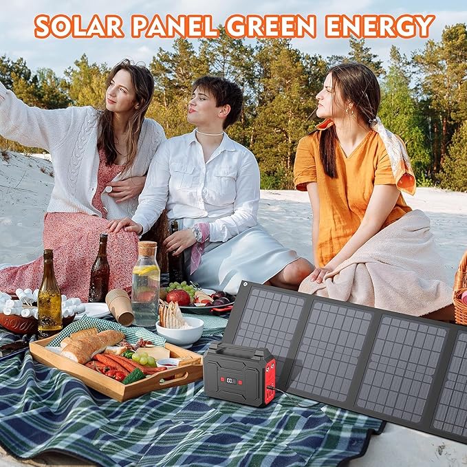 40W Solar Panel EnginStar 40 Watt Foldable Solar Panel for Portable Power Station w/QC3.0 USB Port for Phone Laptop 12-15V DC Output(10 Connectors) for Outdoor Camping RV Off Grid