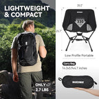 MARCHWAY Lightweight Folding Camping Chair with Spring Lock, Stable Compact Portable for Outdoor Camp, Travel, Beach, Picnic, Festival, Hiking, Backpacking (Lowback Black)