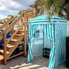 EAGLE PEAK Flex Ultra Compact 4x4 Pop-up Canopy, Sun Shelter, Changing Room, Portable Privacy Canopy Cabana for Pool, Fashion Photoshoots, or Camping, White/Light Blue