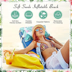 Inflatable Beach Pillow with Removable Cover Outdoor Pool Pillow Beach Chair Pillows for Sand Inflatable Camping Pillow for Travel Vacations, Tropical Flamingo