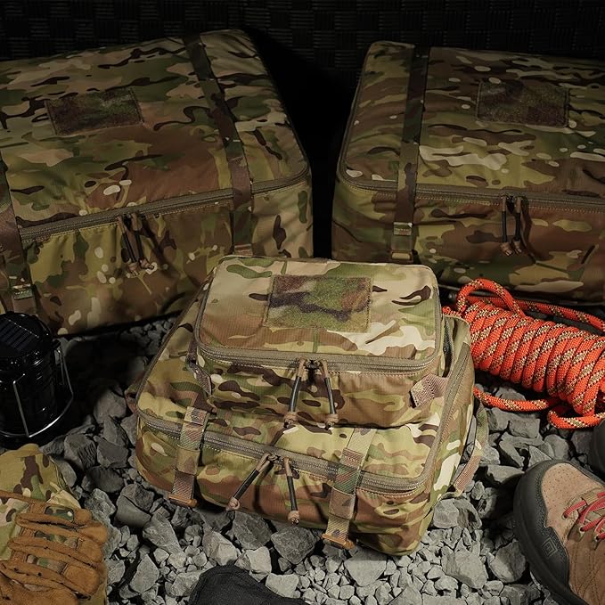 PETAC GEAR 4 PCS Tactical Modular Packing Cubes with Waterproof Material, Large Capacity Storage Bag, Easy Clean Outdoor Travel Organize Storage Pouches Bags (MC)