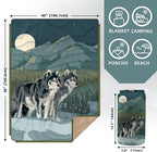 Outdoor Camping Blanket with Sherpa Lining, Extra Warm Thick Camp Blankets and Puffy Ultralight Soft Poncho DWR Camping Quilt for Cold Weather, Adventure, Sleeping, Backpacking 56"x 40"