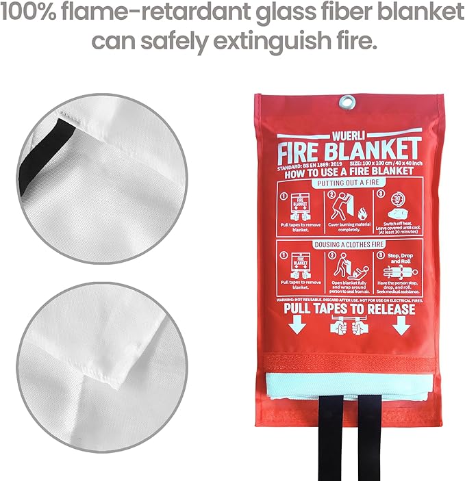 Fire Blanket for Home and Kitchen,40" x 40",2 Pack,Emergency Fire Blanket