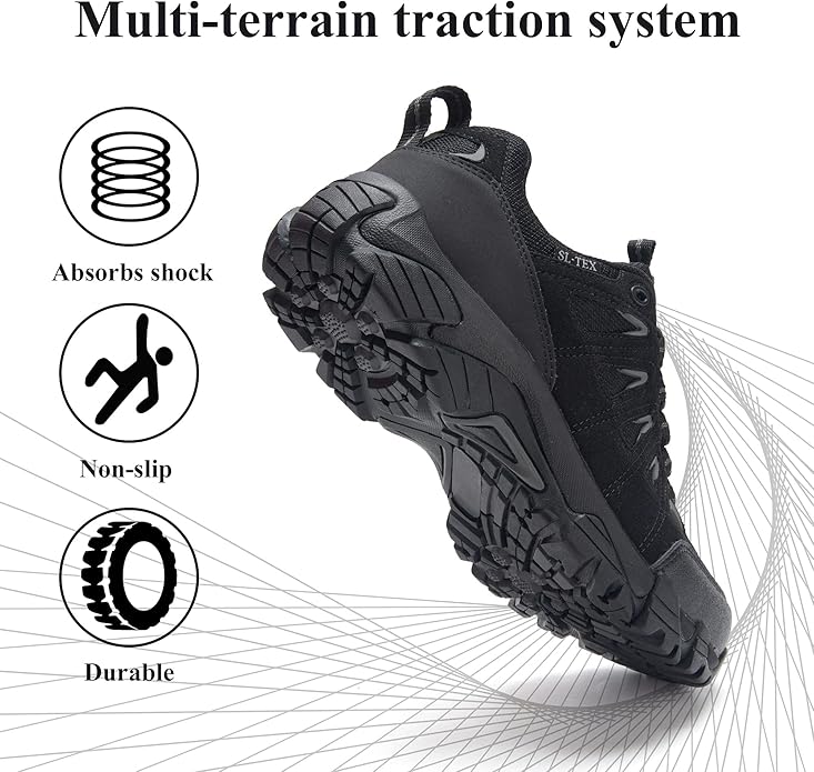 SHULOOK Men's Waterproof Hiking Shoes Lightweight Anti Slip Outdoor Ankle Boots Breathable Hike Trekking Trails Shoe