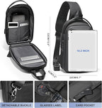 FENRUIEN Anti-Theft Crossbody Sling Backpack Bag for Men Hard Shell with USB, Shoulder Pack Lock Waterproof 10.2 inch Single Strap for Travel Hiking