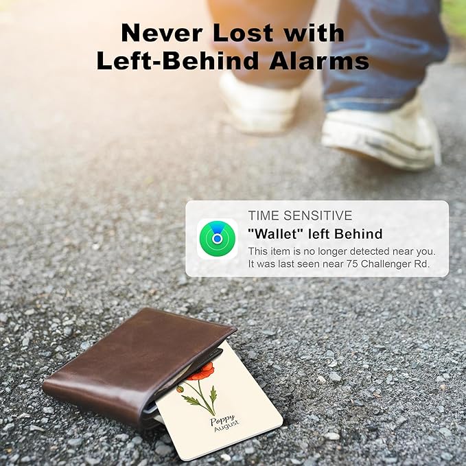 Wallet Tracker Card (iOS Only), Rechargeable Bluetooth Smart Tracking for Apple Find My Compatible Anti Tracker for Men Women Slim Item Locator for Purse Passport Key Luggage Tag (1Pcs/AUG FLR)