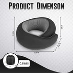Travel Neck Pillow 100% Memory Foam, Ergonomic 360° Support Pillow for Flights, Car, Office & Train, Breathable Travel Essentials for Adults & Kids, Neck Pain Relief, (BLACK)