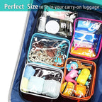 F-color TSA Approved Toiletry Bag 5 Pack Medium - Clear Makeup Bag Travel Quart Size for Women Men, Clear Cosmetic Bag Airport Airline Compliant Carry on Bag, 7.5×5.5×2.2", 5 Colors