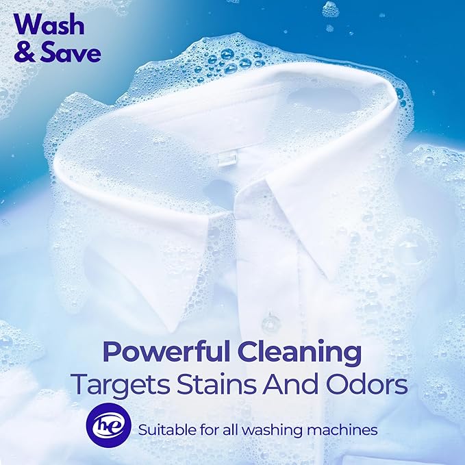 WASH & SAVE Laundry Detergent Sheets - 60 Loads / 30 Sheets | Plant-Based, Eco-Friendly, Hypoallergenic Liquidless Detergent | Perfect for Travel & Dorm - Spring Fresh