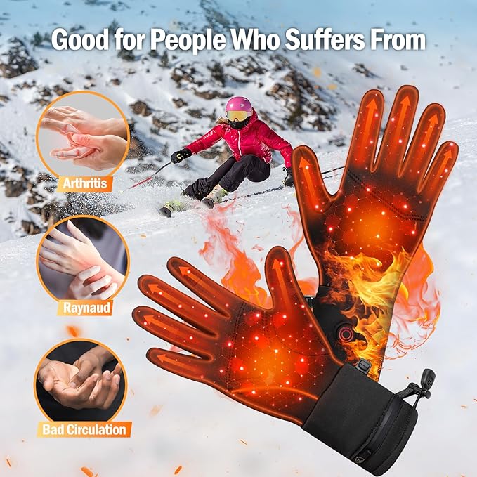 Heated Gloves for Men Women Rechargeable Waterproof Electric Motorcycle Gloves for SKI Snowboard Camping Hiking Camping