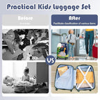 BABY JOY 2 PC Kids Luggage, 16" Toddlers Carry-on Suitcase & 12” Backpack Set, Children Travelling Case w/ 4 Casters & Retractable Handle, Lightweight Trolley Case for Boys & Girls (Elephant)