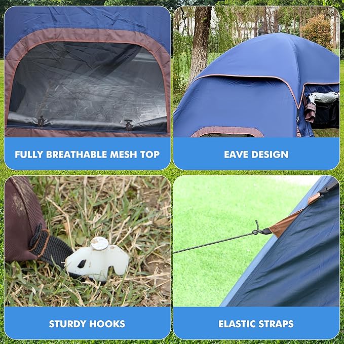 2-4 Person Inflatable Camping Tent | 60 Second Setup | 4 Season Waterproof (PU3000 Oxford) | All Weather Tent for Romantic Dates, Fall/Winter Camping, Hunting & Fishing