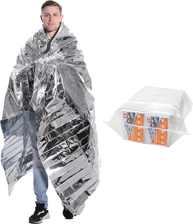 Emergency Blankets Mylar Thermal Blanket-(50 Pack) of Gigantic Space Blanket 82 * 64 in. Survival Blankets Heavy Duty Camping Gear,First Aid