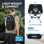 MARCHWAY Lightweight Folding Camping Chair with Spring Lock, Stable Compact Portable for Outdoor Camp, Travel, Beach, Picnic, Festival, Hiking, Backpacking (Lowback Blue)