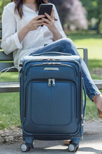 Samsonite Solyte DLX Softside Expandable Luggage with Spinner Wheels, Mediterranean Blue, Carry-On 20-Inch