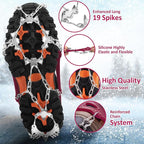 WIN.MAX Crampons for Shoes, Traction Cleats Ice Snow Grips with 19 Stainless Steel Spikes, Shoe Talons Anti - Slip Boots Spikes for Walking, Jogging, Climbing and Hiking