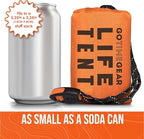 Go Time Gear Survival Life Tent • 2 Person Mylar Emergency Shelter Tube Tent + Paracord • All-Weather Protection for Camping, Hiking, & Survival Kits • Includes Emergency Whistle