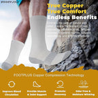 FOOTPLUS Hiking Copper Compression Socks,Unisex Cushioned Sole Arch Support Athletic Crew Running Socks