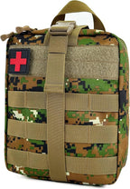 Survival First Aid Kit, MOLLE Medical Pouch Tactical First Aid Kit for Home, Car, Hiking, Travel, Camping, JungleGreen