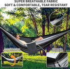 Camping Hammock - Hammocks with Mosquito Net Tent and Rain Fly Tarp, Portable Single & Double Nylon Parachute Hammock with Heavy Duty Tree Strap, Indoor Outdoor Backpacking Survival Travel