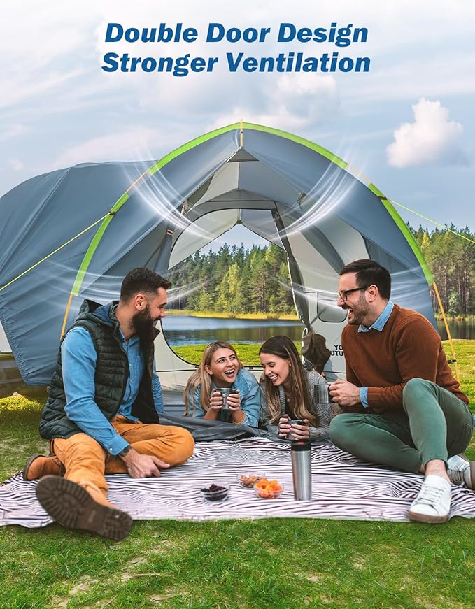 JOYTUTUS SUV Tent for Camping with Rainfly, Double Door Design Car Tent with Aluminum Poles, SUV Tailgate Tent with Waterproof PU2000mm Double Layer for 4-8 Person, Green