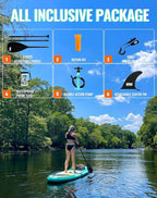 BM Paddle Board Inflatable Stand Up Paddle Board, SUP Paddleboard for Adult, Premium Accessories | Non-Slip EVA Deck & Foam Handles, Camera Mount, Double Action Pump, 85L Travel Backpack