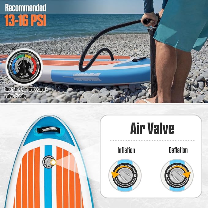 Inflatable Paddle Boards for Adults and Youth, 11'x33 Wood Grain Stand Up Paddle Board with SUP Accessories, Portable Inflatable Paddleboard for All Skill Levels,Blow Up Paddle Board as Present