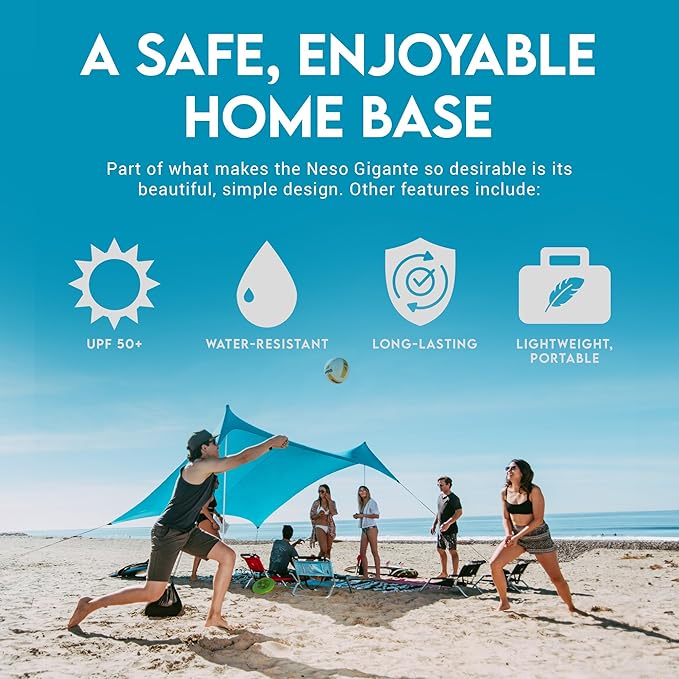 Neso Gigante - Portable Beach Tent - Ideal to Enjoy with Family and Friends - UPF 50+, Water-Resistant, and Lightweight - Teal, 11' x 11'