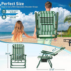 Suteck Backpack Beach Chair for Adults - 6-Position Folding Reclining Chair with Cooler Bag & Cup Holder, Lightweight Portable Beach Chair for Camping, Outdoor, Sand, Travel Use