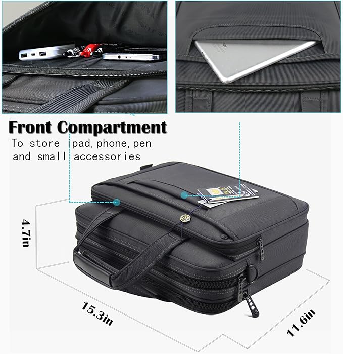 Briefcase Bag 15.6 Inch Laptop Messenger Bag Business Office Bag for Men Women, Shoulder Bag fit for Computer Notebook MacBook Hp Dell Lenovo Asus Apple