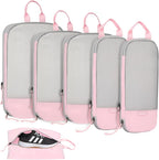 Voova 6 Set Compression Packing Cubes, Travel Accessories Expandable Packing Organizer Bags Set for Carry on Suitcase, Durable Luggage Packing Cubes for Travel Essentials, Pink