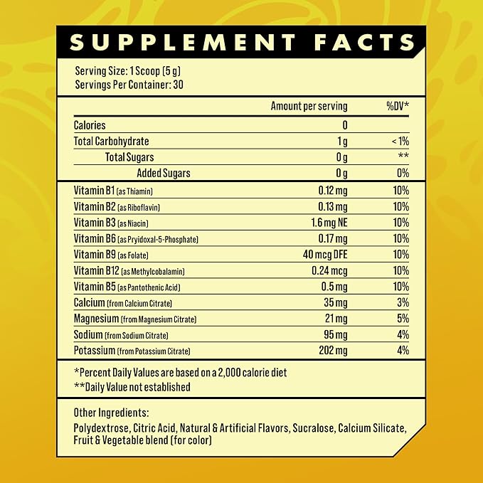 Advanced Hydration High-Performance Electrolyte Drink Mix with B Vitamins for All-Day Hydration - Caffeine Free, Zero Calories, Sugar Free, & Keto Friendly - (30 Servings, Lemonade)