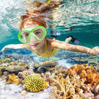 Kids Swim Goggles Snorkel Diving Mask for Boys Girls Ages 5-15, Two-Color Anti-Fog Swimming Goggles with Nose Cover